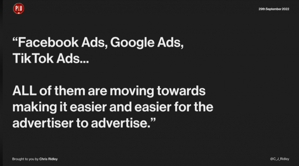 Chris Ridley tals about Facebook and Google Ads